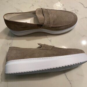 NEW kiton suede calfskin slip on penny loafers